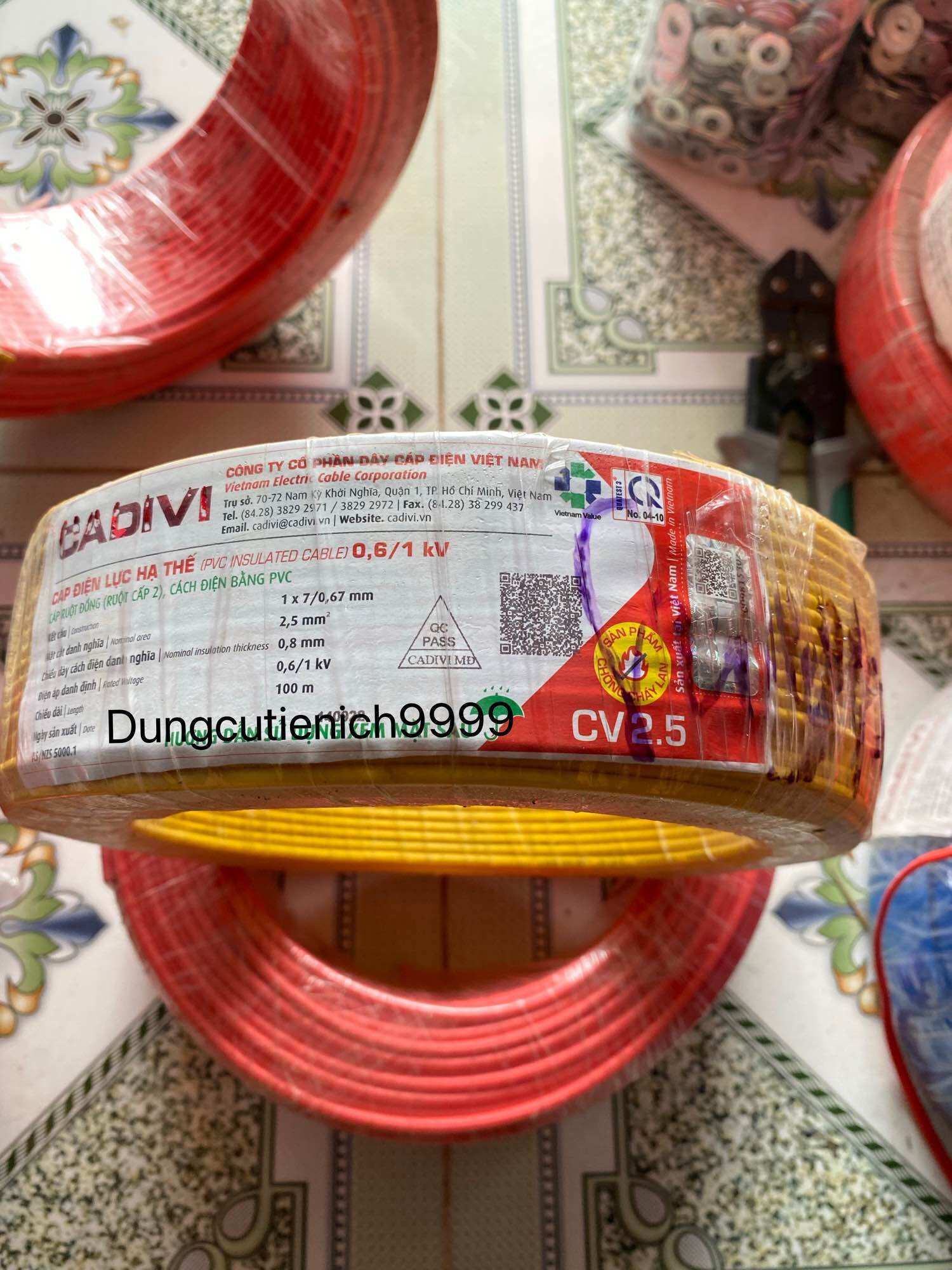 (1 mét) Dây cáp điện đơn Cadivi CV 1.5, 2.5, 4.0, 6.0