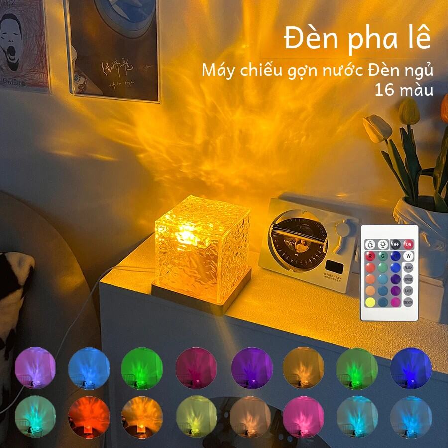 Sóng Biển Cực Quang Máy Chiếu Ánh Sáng 16 Màu Năng Động Xoay Ngọn Lửa Đèn Pha Lê Rgb Âm Trần Có Điều Khiển Từ Xa Cho Trang Trí Phòng Khách Bầu Không Khí chiếu Sáng