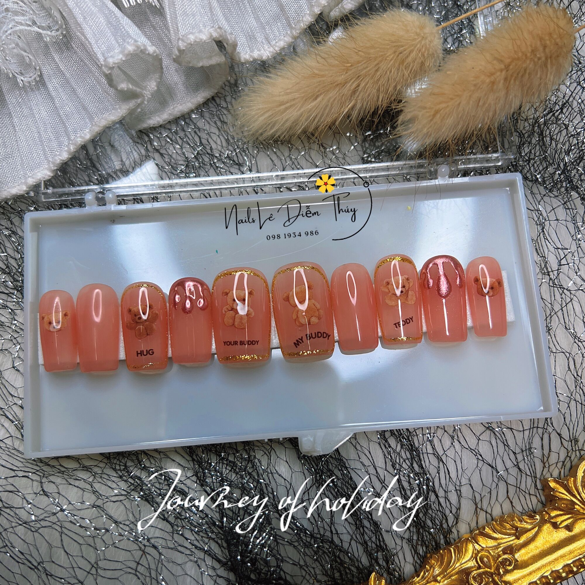 NailBox Thiết Kế Màu Hồng Phom Vuông Đơn Giản NB0040