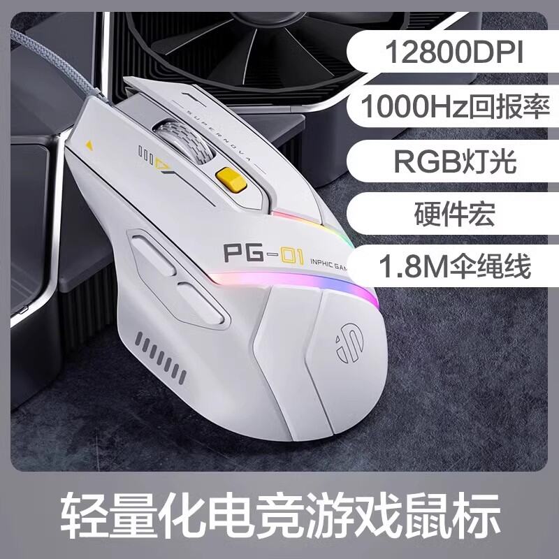 Phụ Kiện Máy Tính Inphic PG1 Mouse Wired Lightweight Esports Game Special RGB Mechanical Chicken Eat