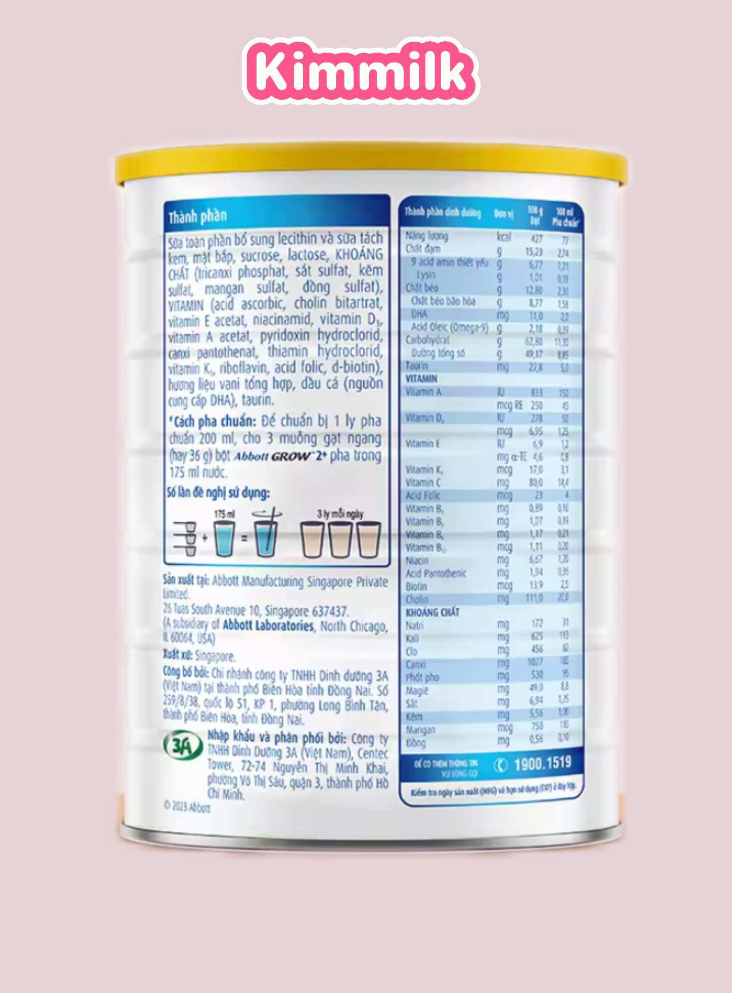 Sữa Bột Abbott Grow 2+ ( Abbott Grow 4 CŨ ) Hương Vani 1,6kg
