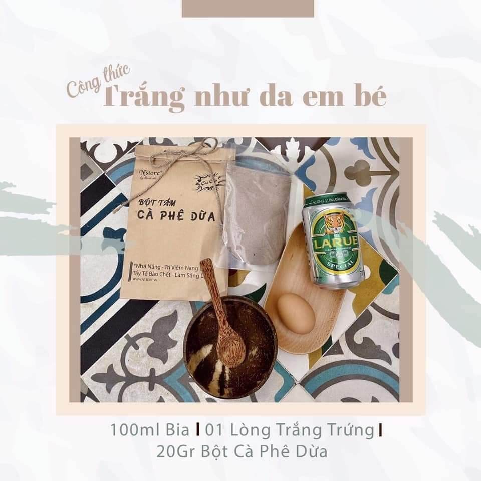 (Quà Cực Sốc Dây buộc Tóc 9k) Bột Tắm Trắng Cà Phê Dừa