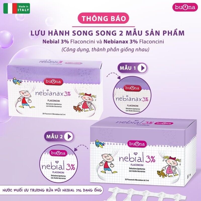 Buona Nebial / Nebianax - Nước muối ưu trương (Hộp 20 ống )