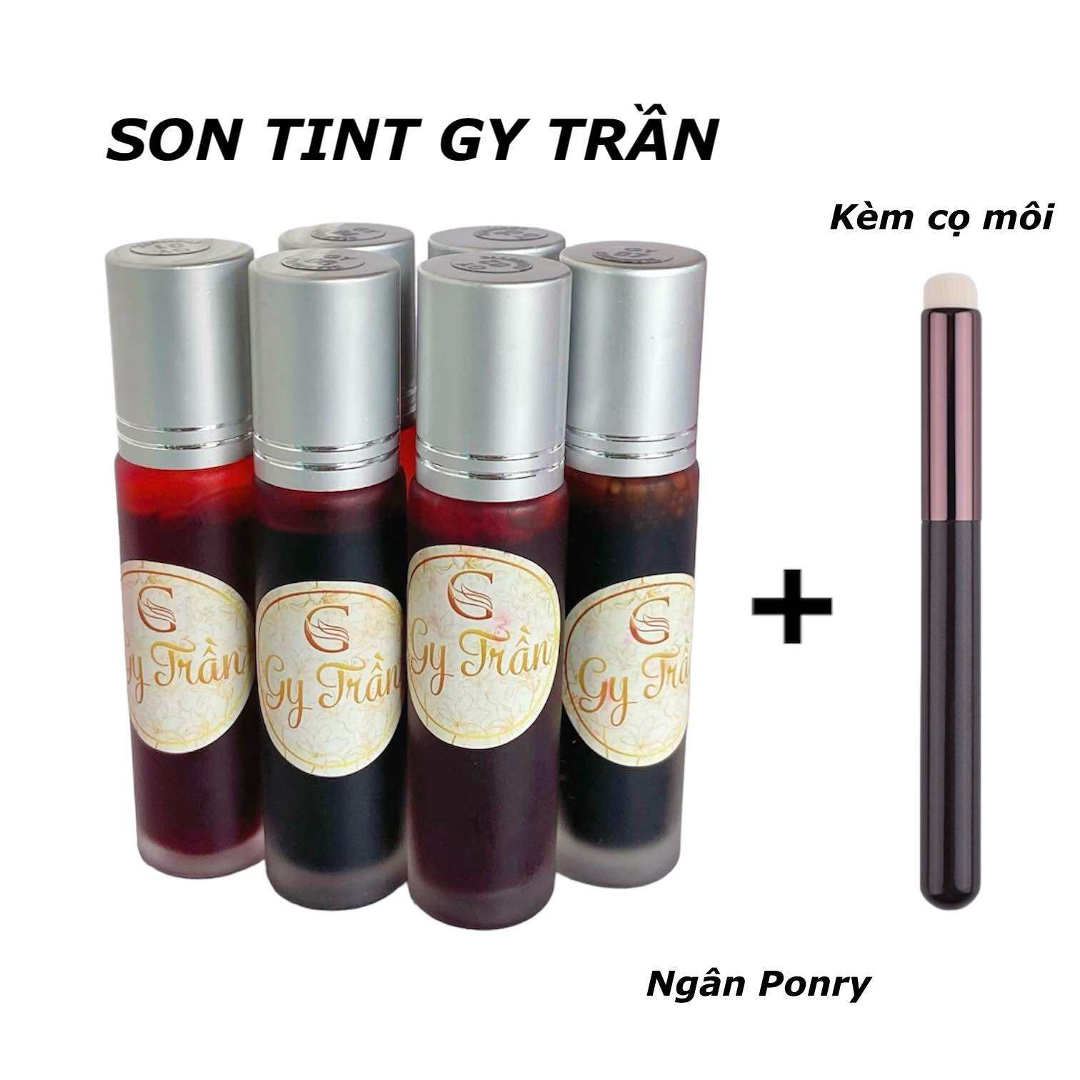 (Gy Trần) Son Tint Bi Lăn Son Tint Lì Tặng Kèm Cọ Môi