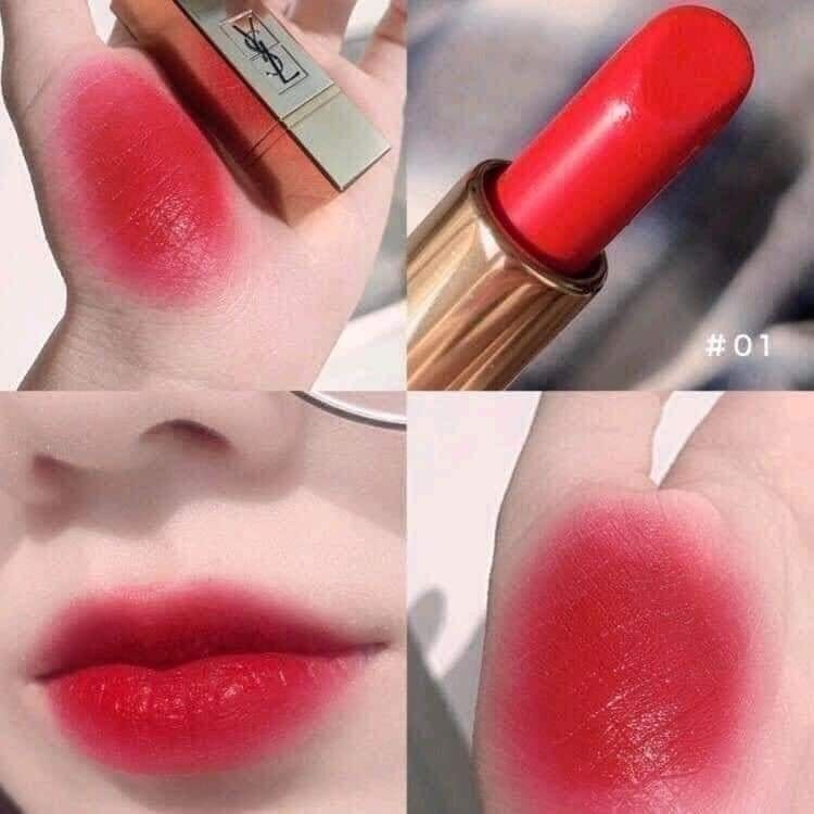 Son thỏi màu đỏ hồng 01 mini y s l xước nhẹ thân son