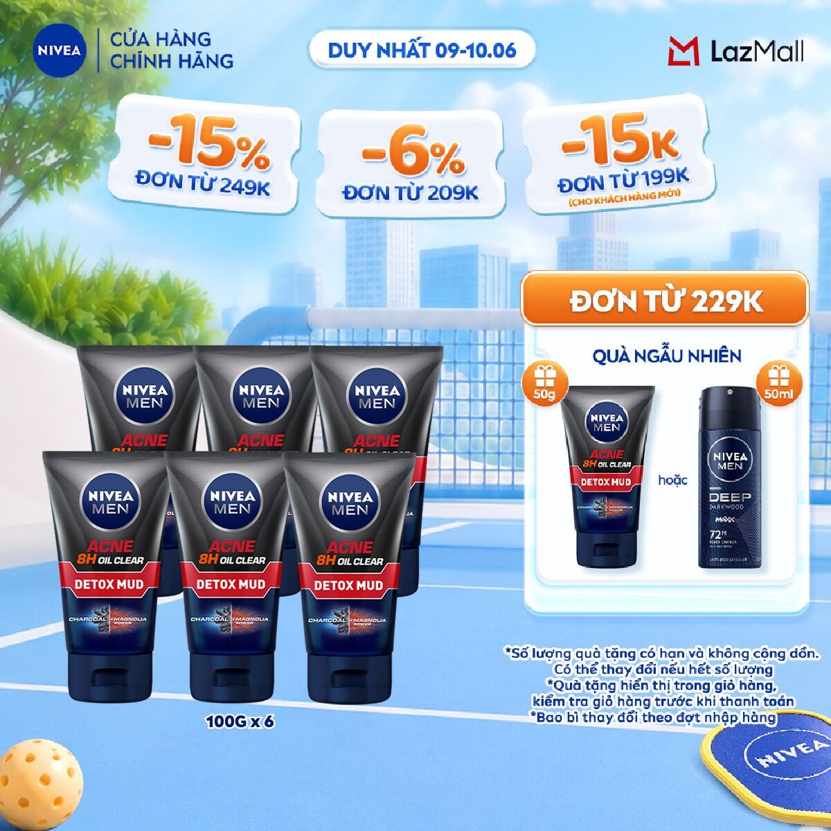 Bộ 6 Sữa Rửa Mặt Bùn Khoáng NIVEA MEN Kiểm Soát Nhờn  Ngừa Mụn (100g) - 83940