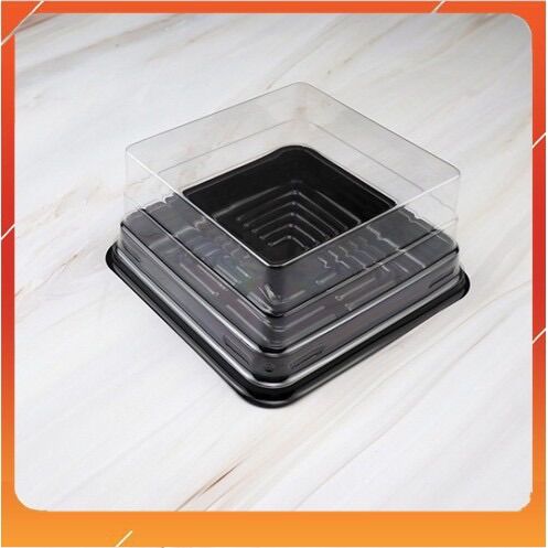 hộp nhựa đựng bánh, hop nhua dung banh, hộp vuông đế đen