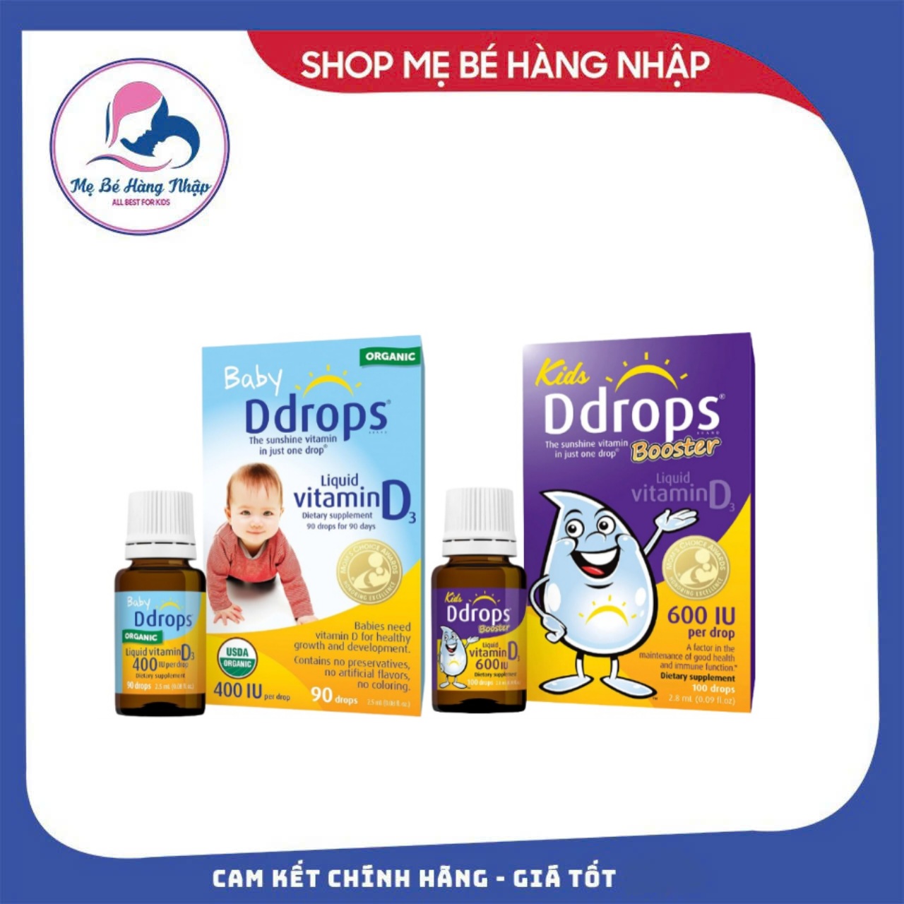 Bản Mỹ Baby Ddrops Vitamin D3 ddrop cho trẻ sơ sinh - 90 giọt