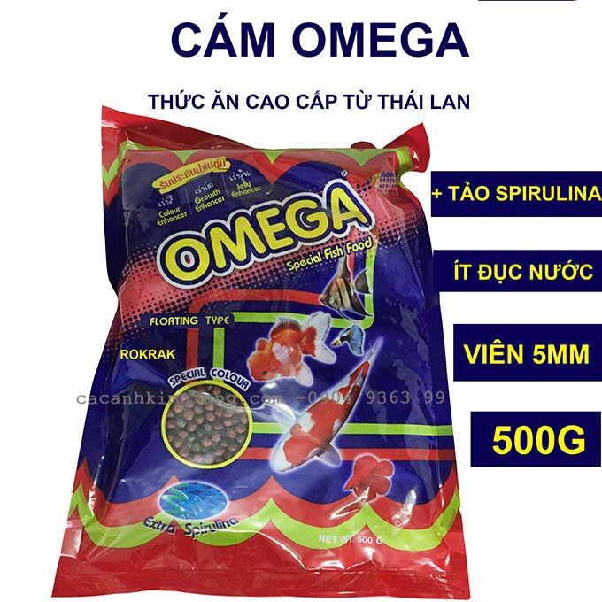 Cám cá Omega  100gr đủ kích thước cho cá cảnh, cá Koi, hàng Thái Lan