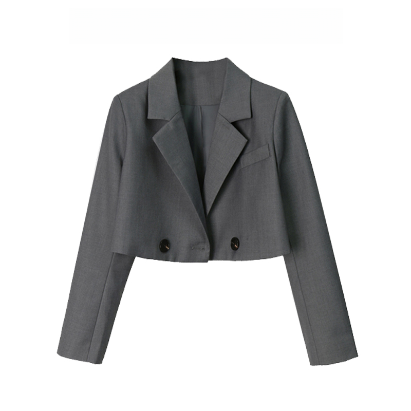 Slim Fit Eo Ngắn Đảo Chiều Cổ Bờ Tây Cho Nữ Cao 150cm Mùa Xuân, Mùa Thu Quần Áo Làm Việc Chất Lượng Cao