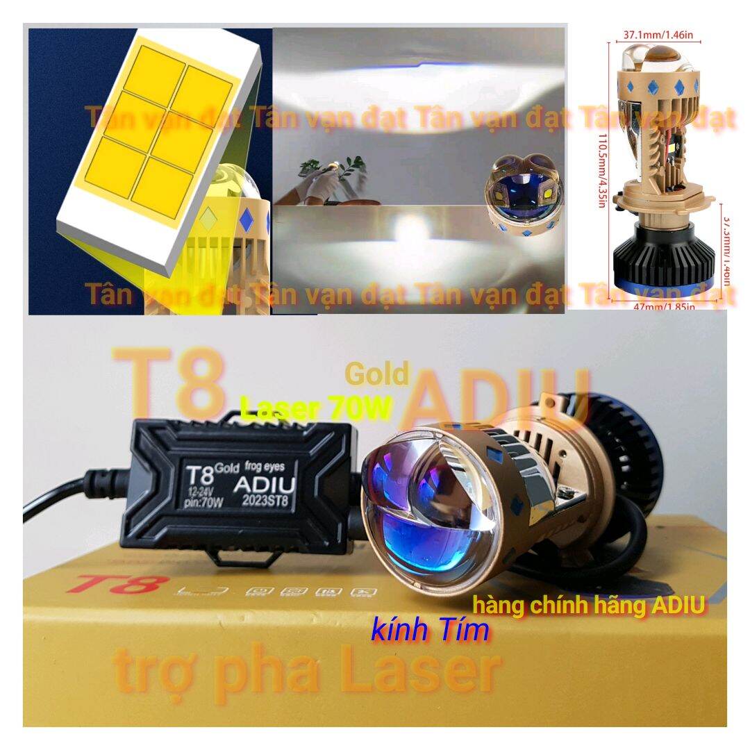 Bóng đèn pha Bi cầu H4 T8 trợ pha Laser 70W,  P6 plus kính Tím Matric Led mới 2023 siêu sáng