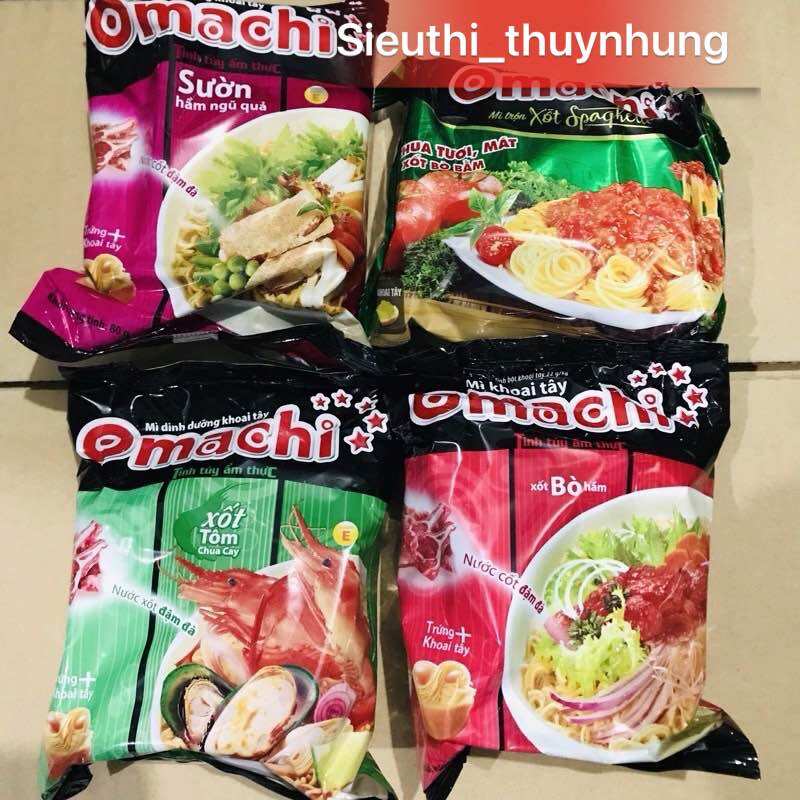 Combo 5 - 10 gói mì omachi bò - sườn gói 80g đủ vị
