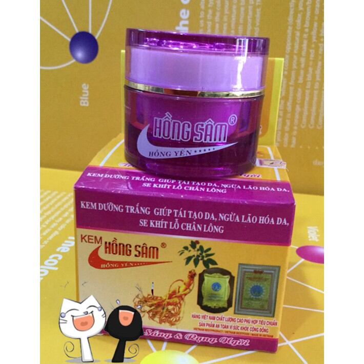 kem dưỡng trắng giúp tái tạo ngừa lão hóa da sẽ khít lỗ chân lông hồng sâm , hồng yến