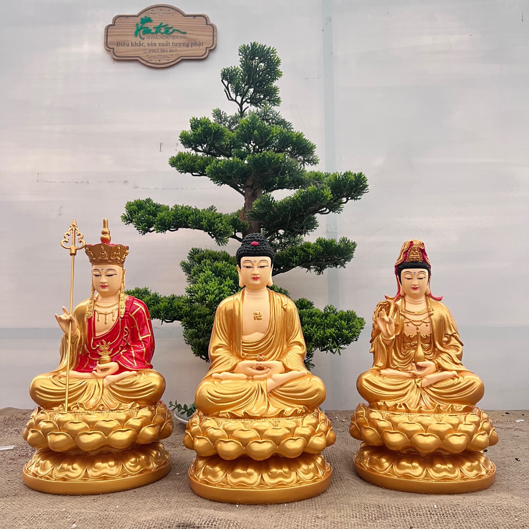 [HCM]Bộ tượng Tam Thế Phật/Ta Bà ngồi 30cm