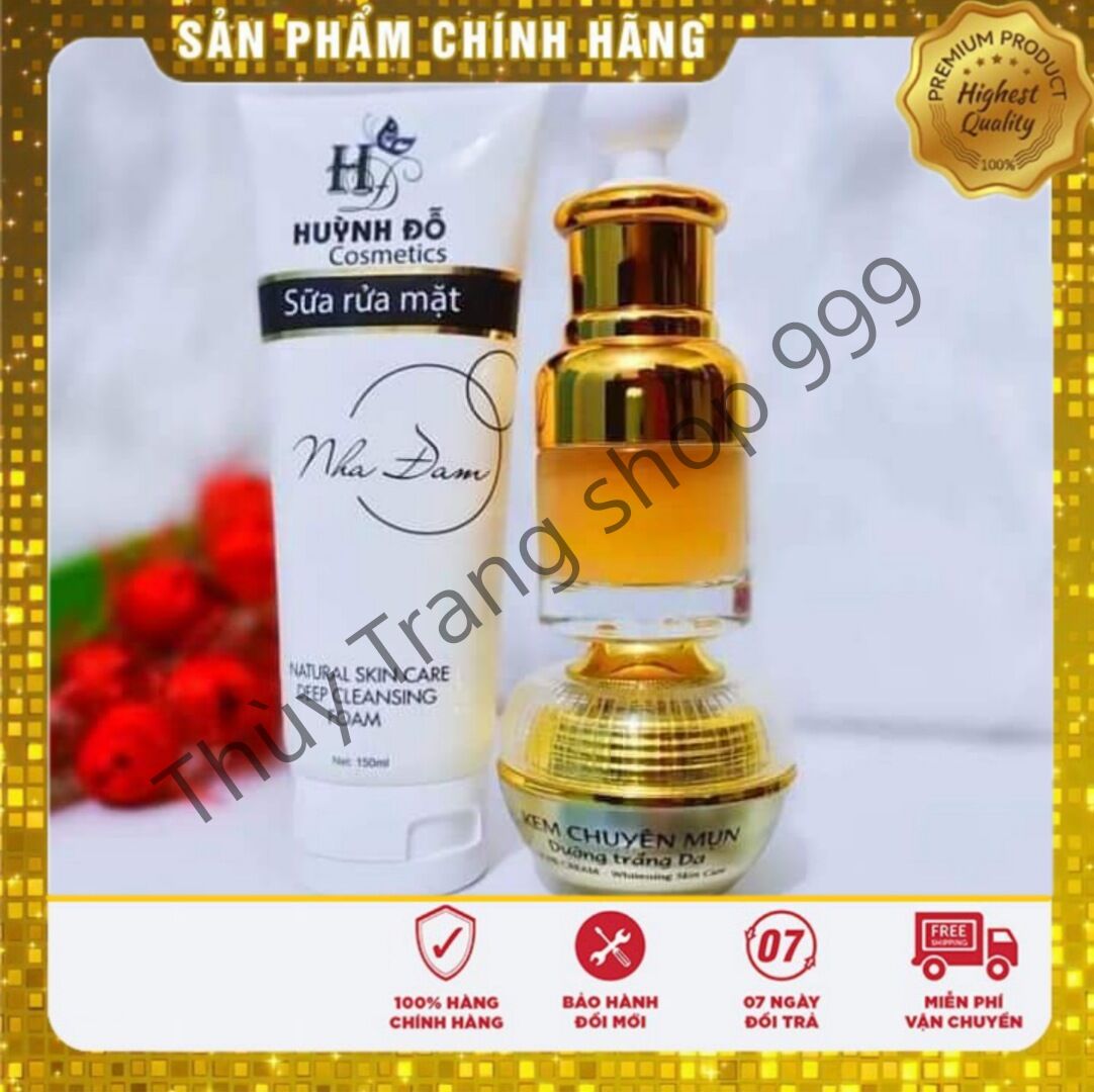 Combo kem face mụn Huỳnh Đỗ, sạch mụn thâm, dưỡng trắng da