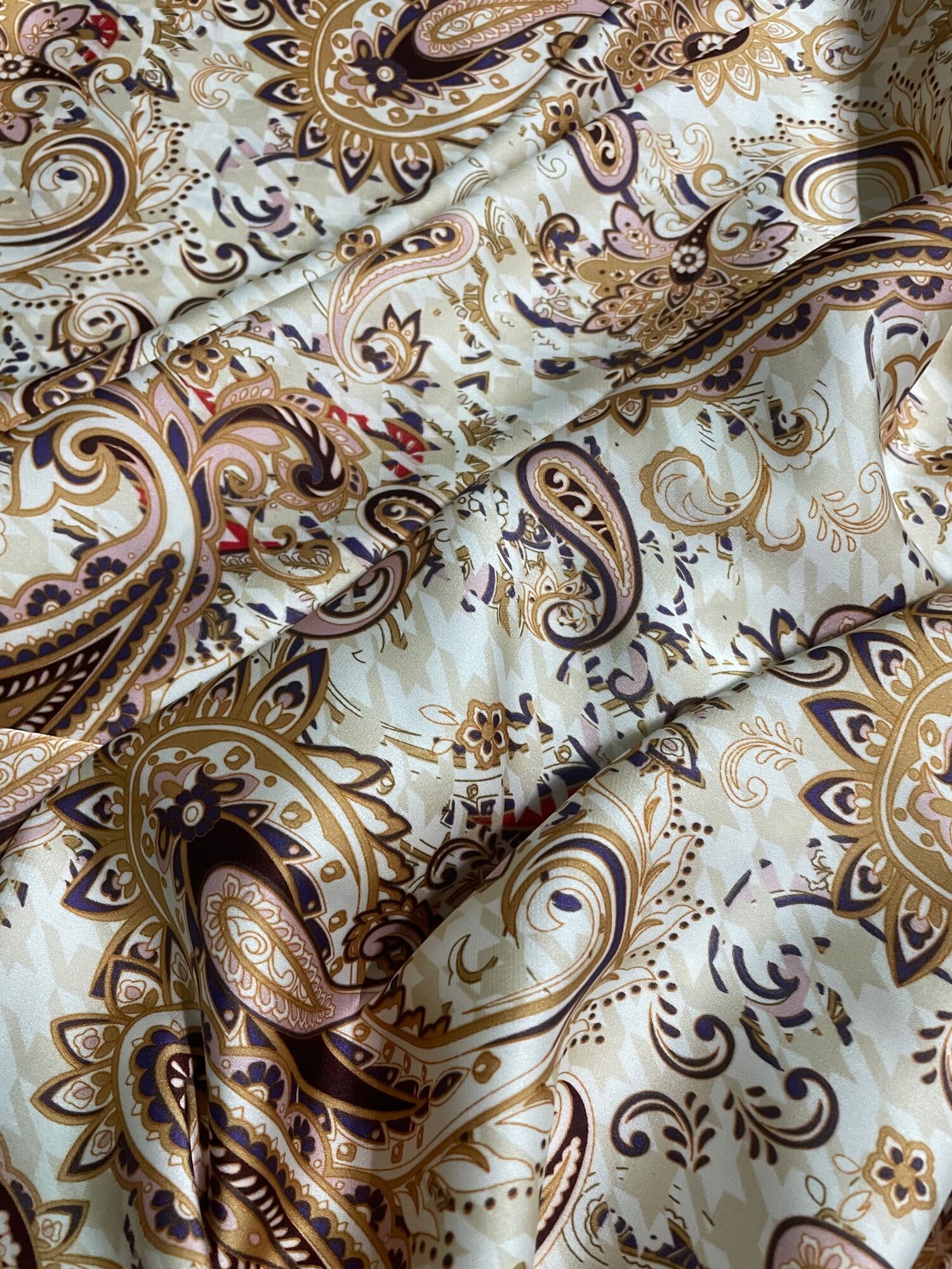 2m lụa latin pháp hoạ tiết hoa lá - cao cấp - may áo dài, sườn xám, áo kiểu, đầm váy, jumpsuit - rất mềm rũ, mát, co giãn