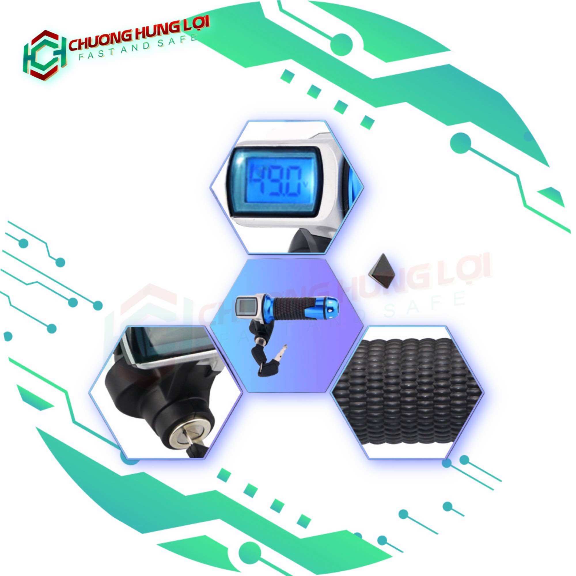 Tay Ga Báo Bình (Vol 12V - 96V) Xe Điện Có Khoá