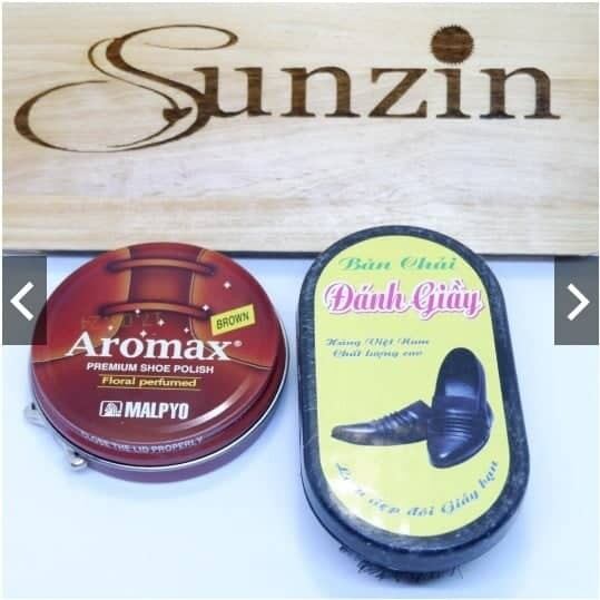 Xi đánh giầy màu nâu AROMAX hàn quốc + bàn chải đánh giầy , chính hãng , bán sỉ