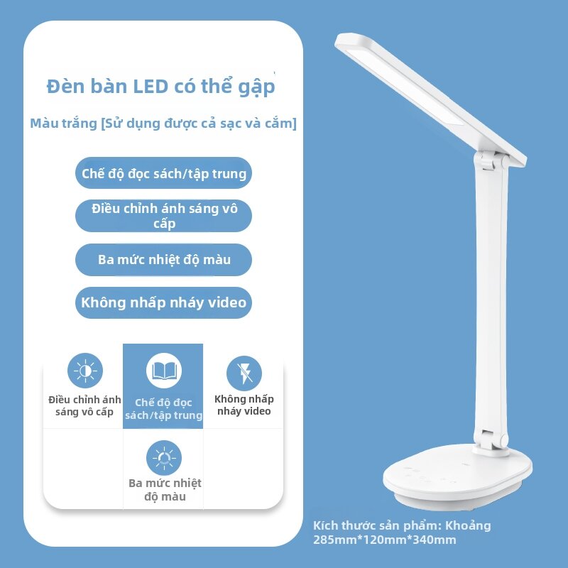deli | Đèn Học LED Cắm Sạc và Sạc Lại