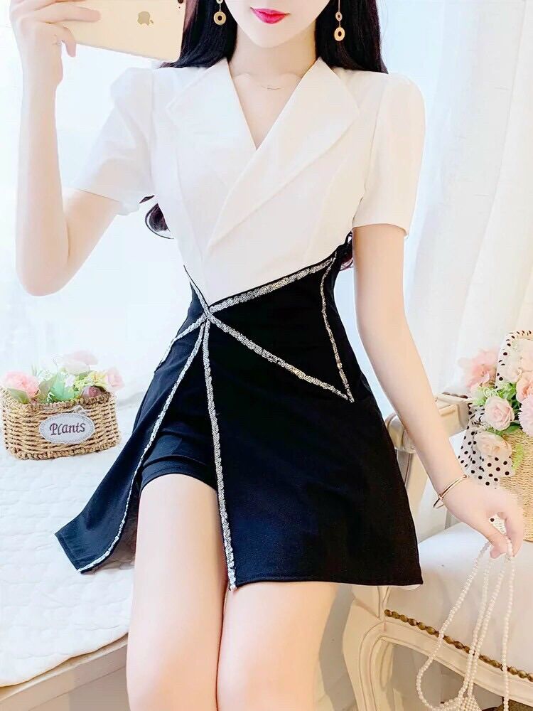 Set bộ cổ vest phối kim sa cao cấp hàng nhập quảng châu