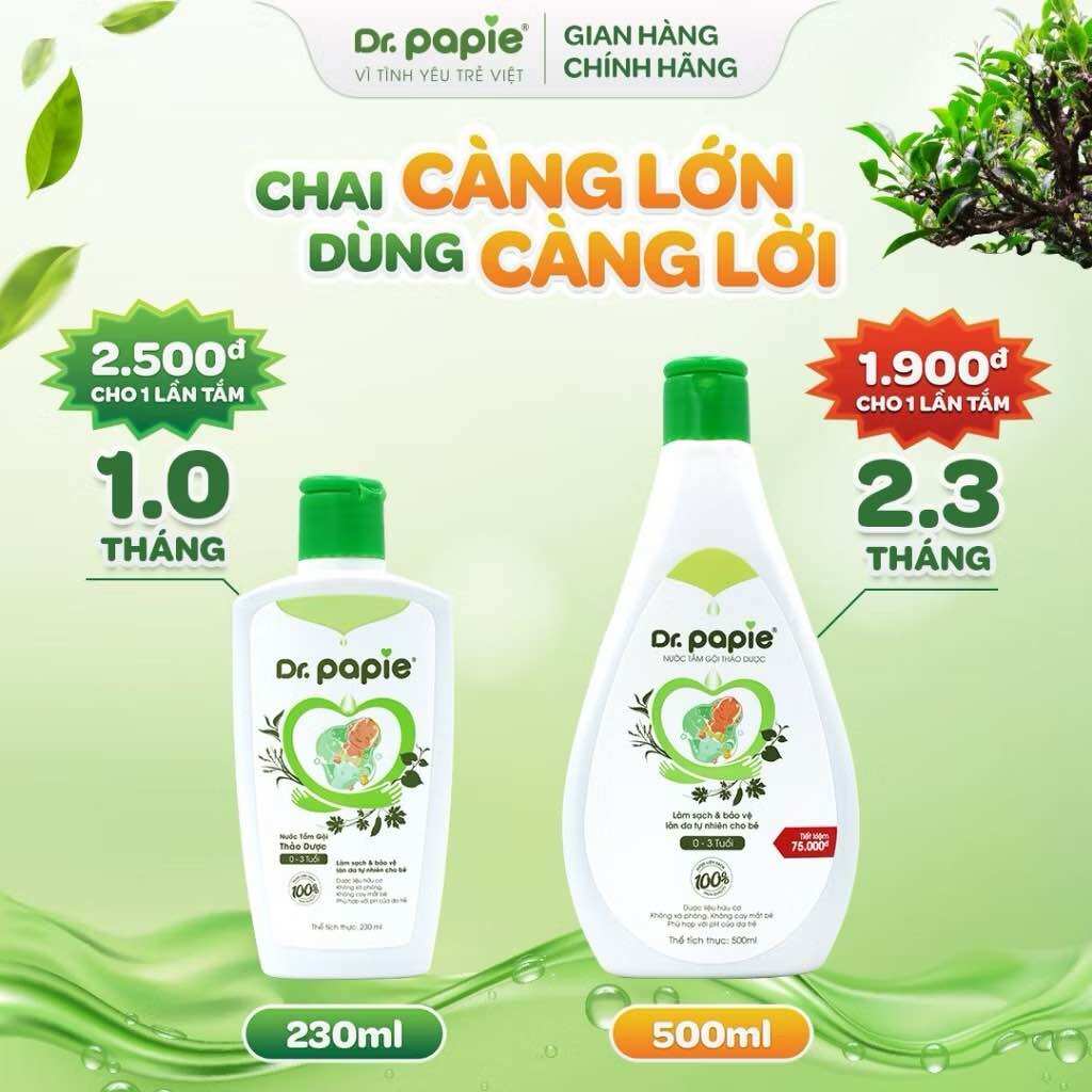 Nước tắm gội thảo dược Dr. Papie (Chai 500ml)