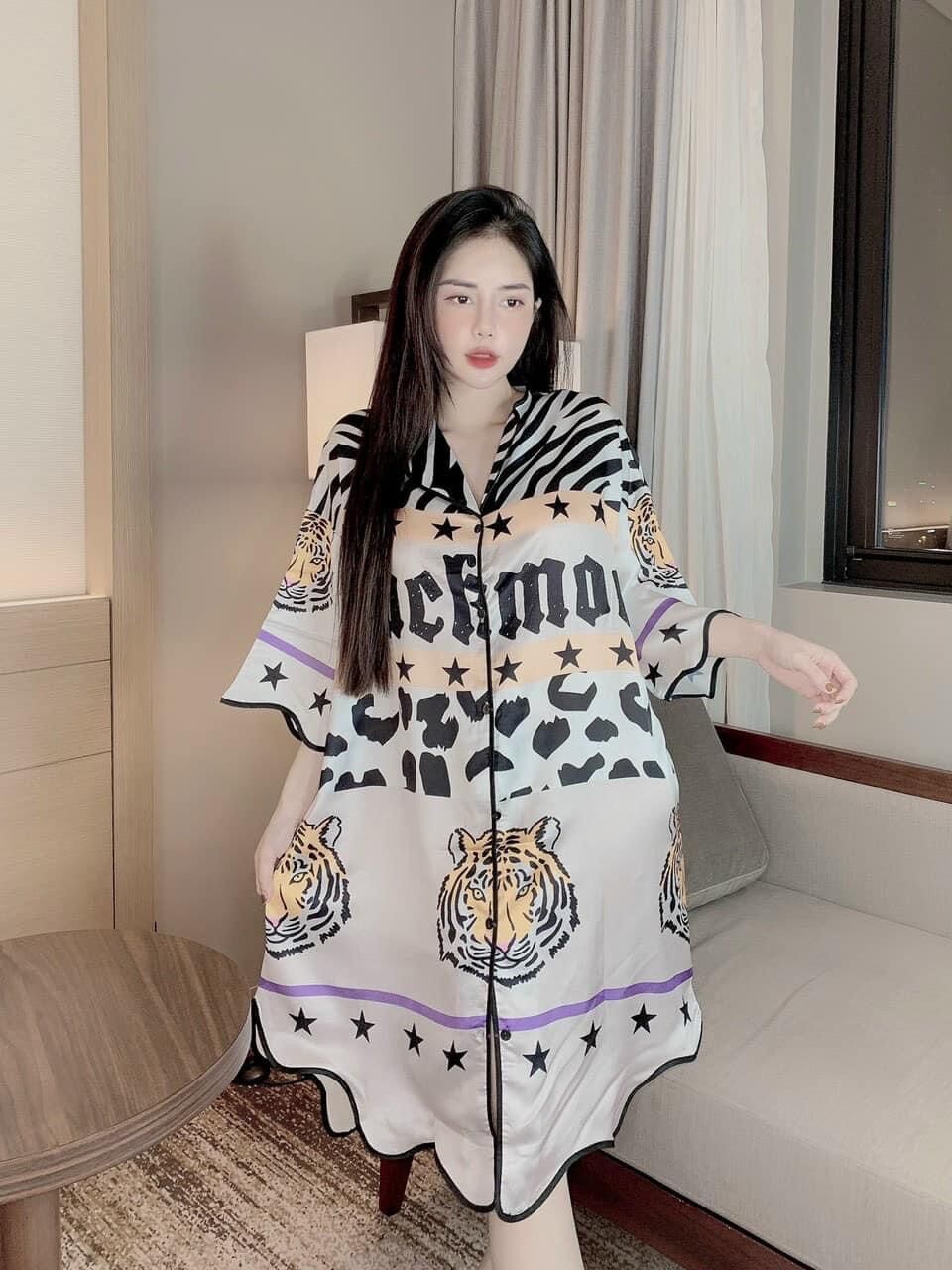 (BIGSIZE 50-85kg) Đầm sơmi mango satin bigsize form rộng