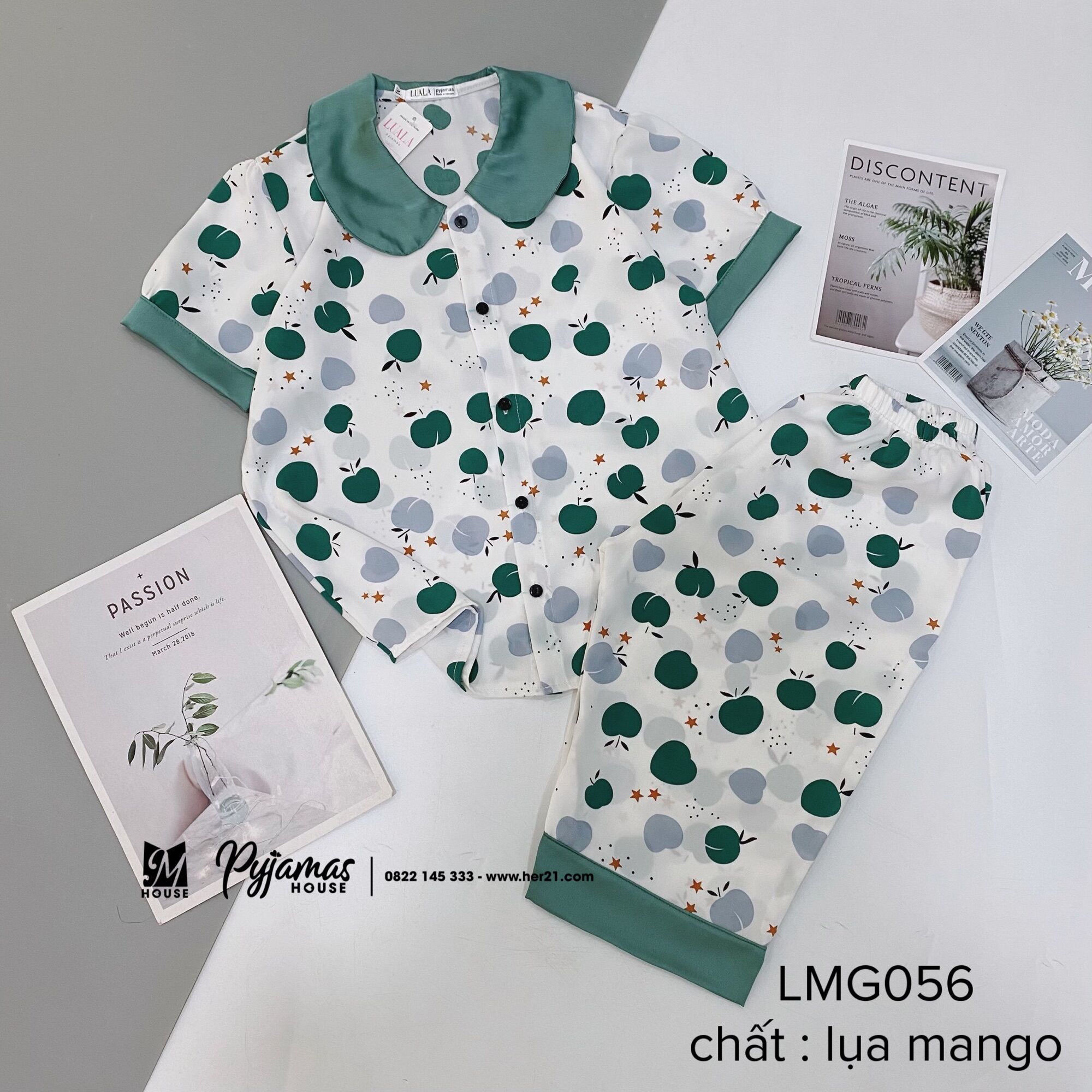 Bộ pyjama lụa Mnago tay ngắn quần lửng cao cấp