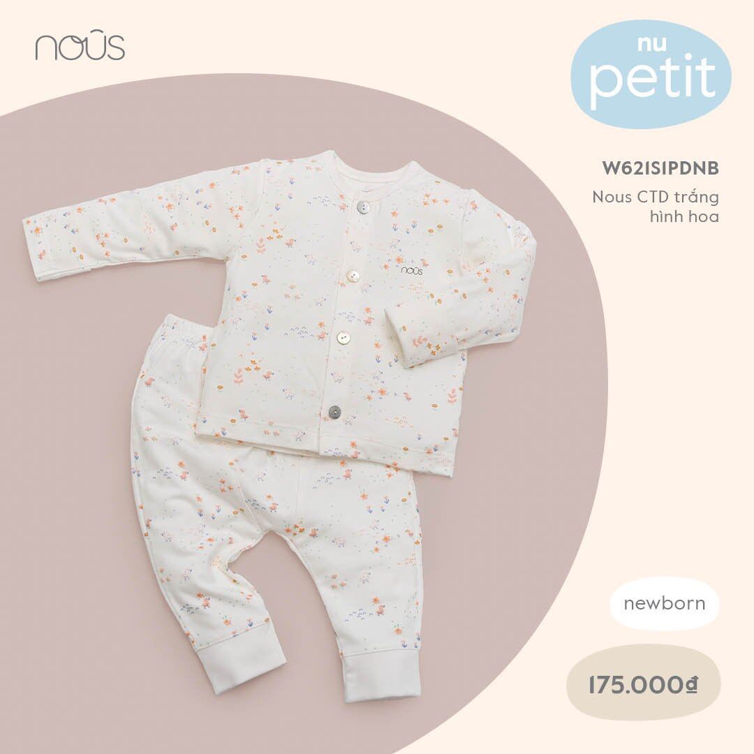 Bộ cài thẳng newborn Nous mẫu mới 2021