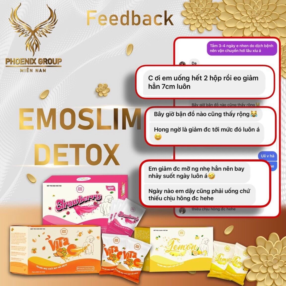 [CHÍNH HÃNG EMOSLIM] NƯỚC TRÁI CÂY VỊ DÂU VÀ TRÀ BỨA