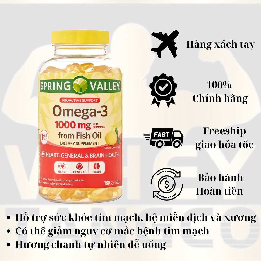 VIÊN UỐNG SPRING VALLEY OMEGA 3 1000MG 180 VIÊN