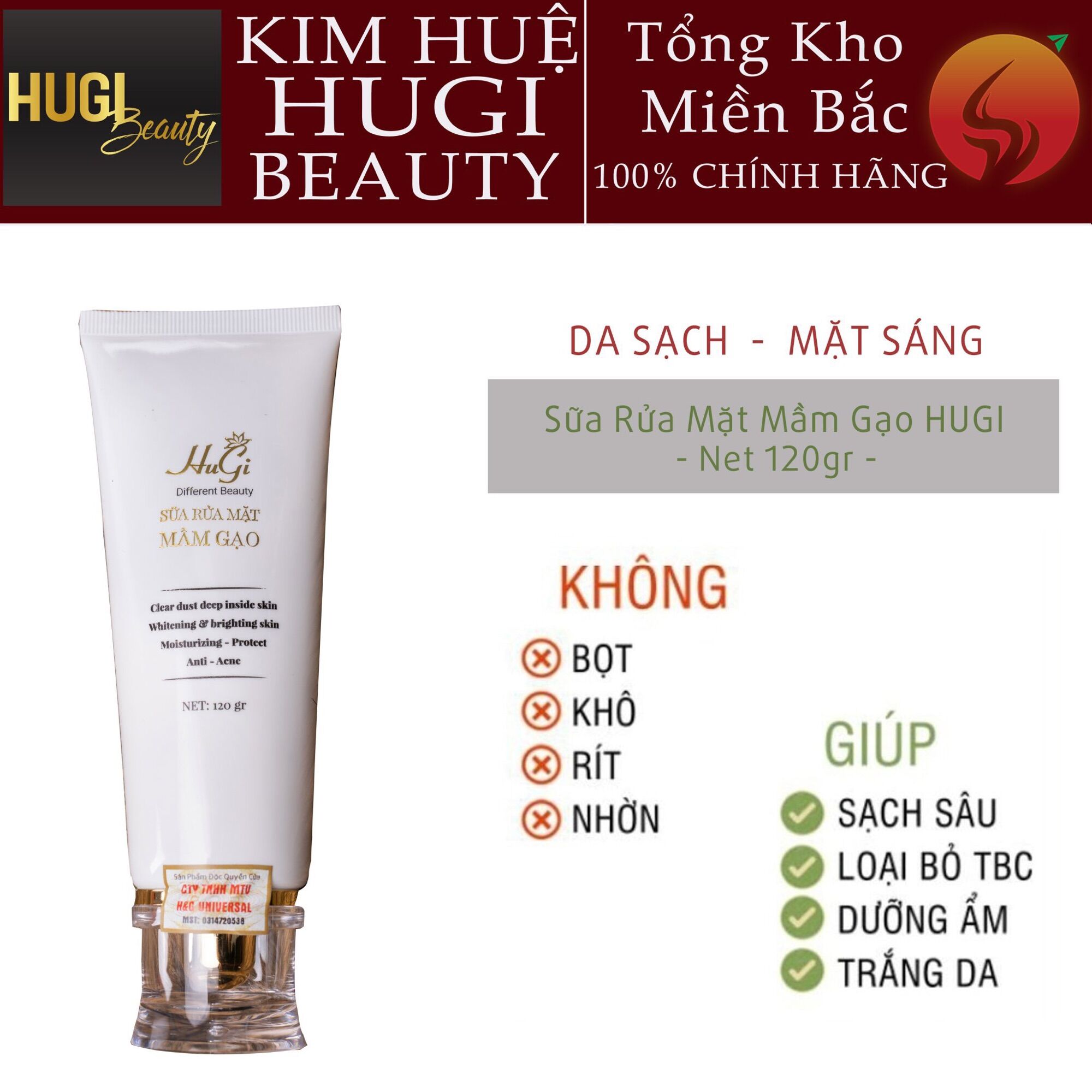 Sữa rửa mặt mầm gạo hugi_kimhue_ tổngkhomiềnbắc