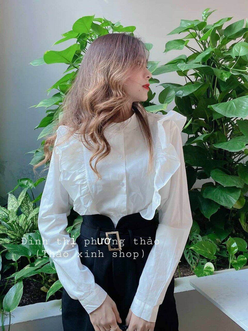 Áo sơ mi bèo diềm cổ trụ cực xinh kèm ảnh thật UT01