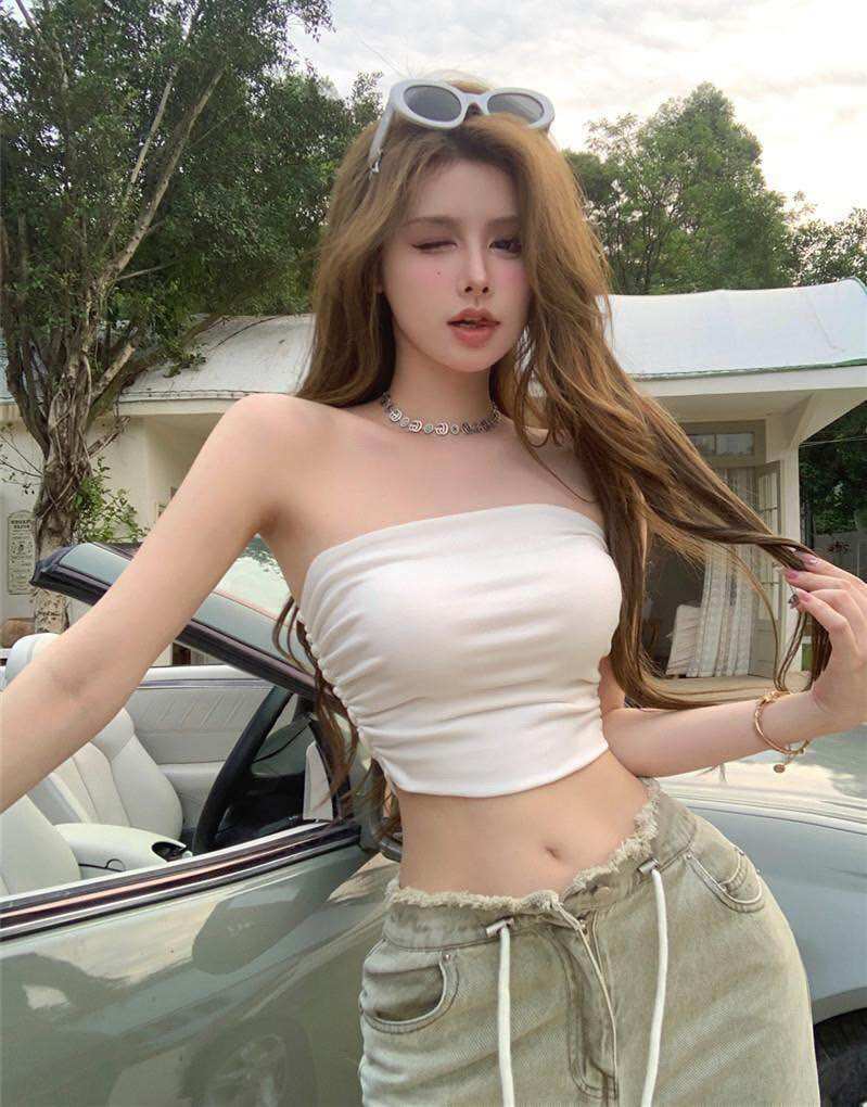 Áo ống nữ croptop chít hai bên cute (KHÔNG MÚT NGỰC)