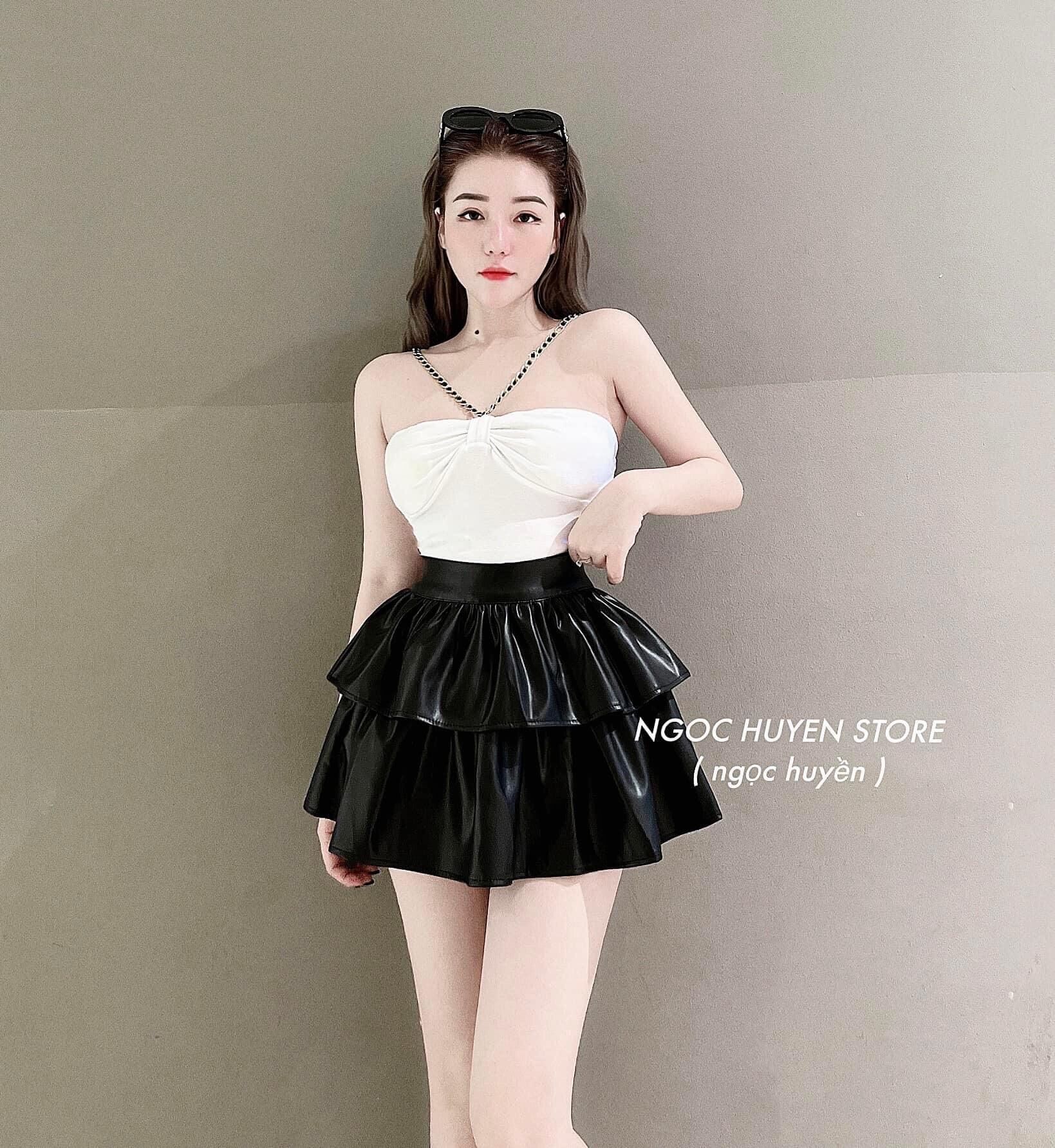 Chân váy da xoè hàng đẹp chuẩn shop loại cao cấp