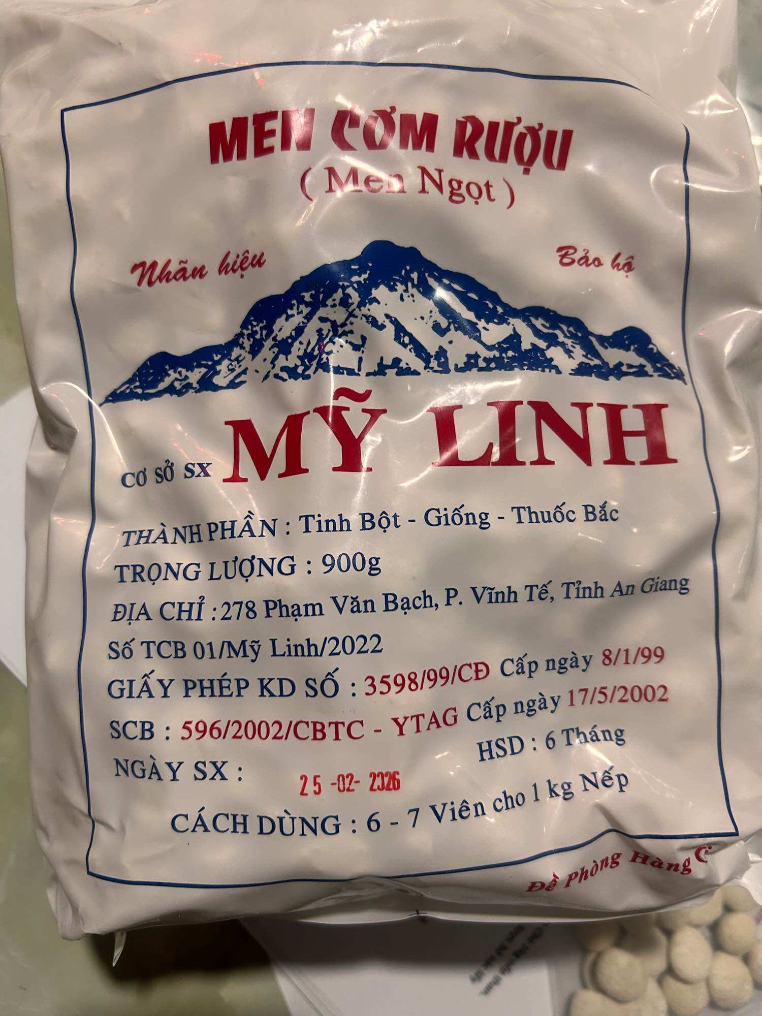 Gói 20 viên Men ngọt Mỹ linh làm cơm ruou,bánh bò,