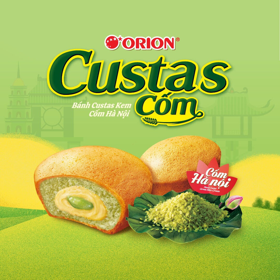 Bánh custas vị cốm 12packs - hộp 276g