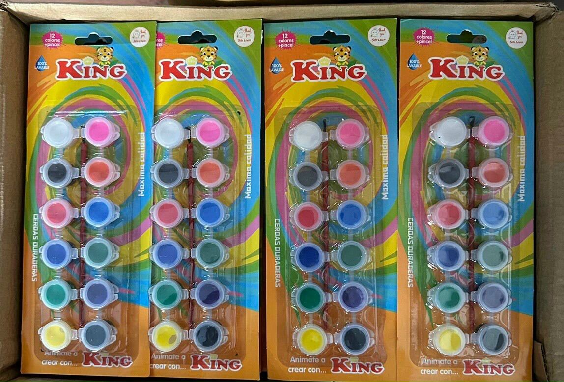 Màu vẽ nước King 12 màu kèm cọ vẽ