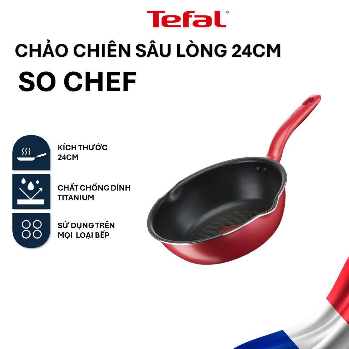 Chảo chiên sâu lòng tefal so chef 24cm g1358496