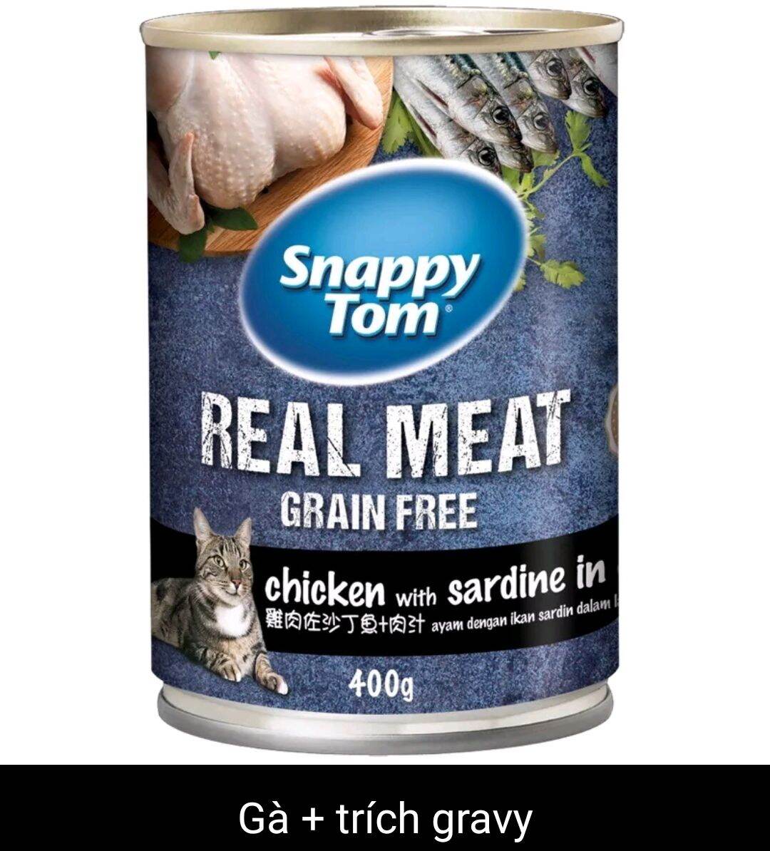 Pate snappy tom real fish lon 400g-pate cho mèo