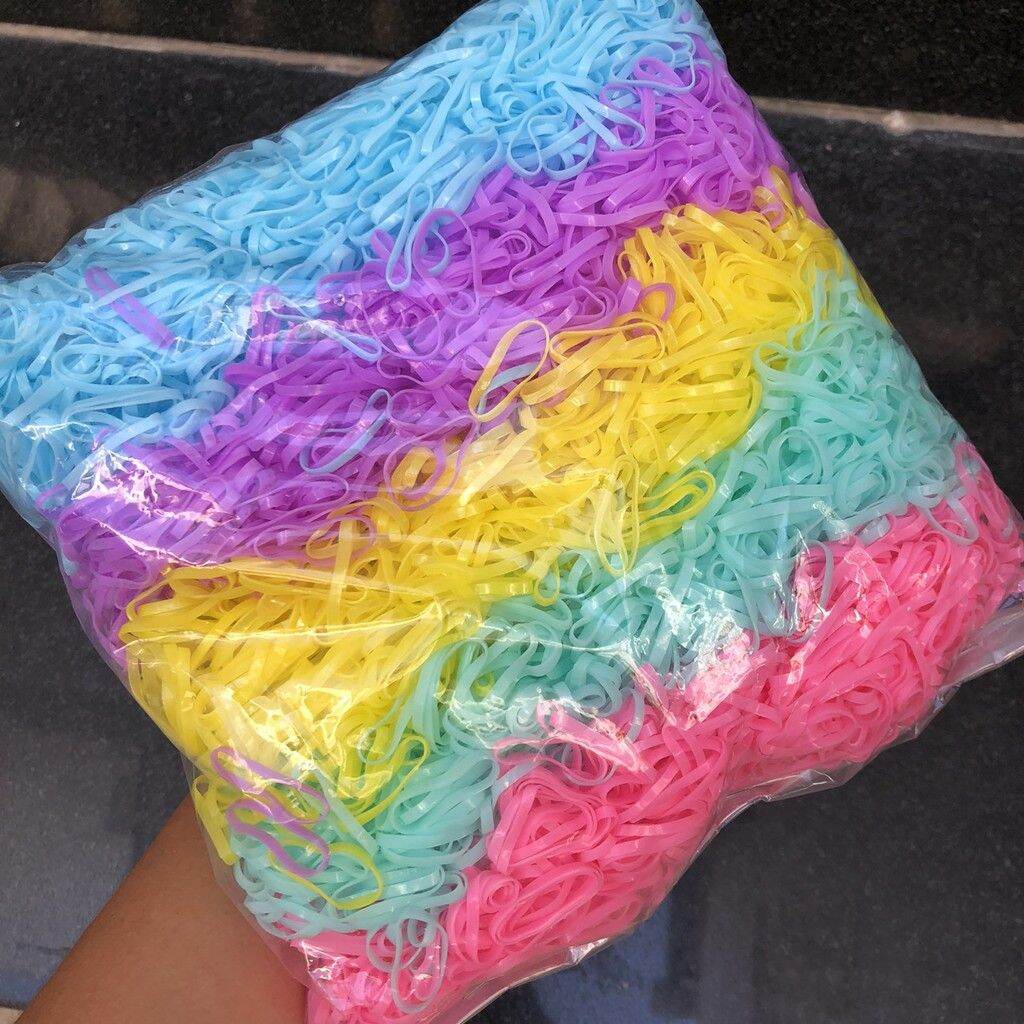 Túi 100g Thun cột tóc màu Thái siêu xinh (Cở trung/cở to)
