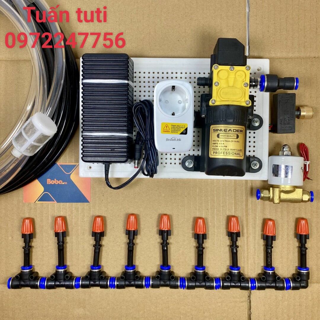 Bộ phun sương tưới lan tự động 12- 20 béc cam kèm van điện từ, tưới cây, tưới lan, làm mát mái nhà cho vườn 10 15m2