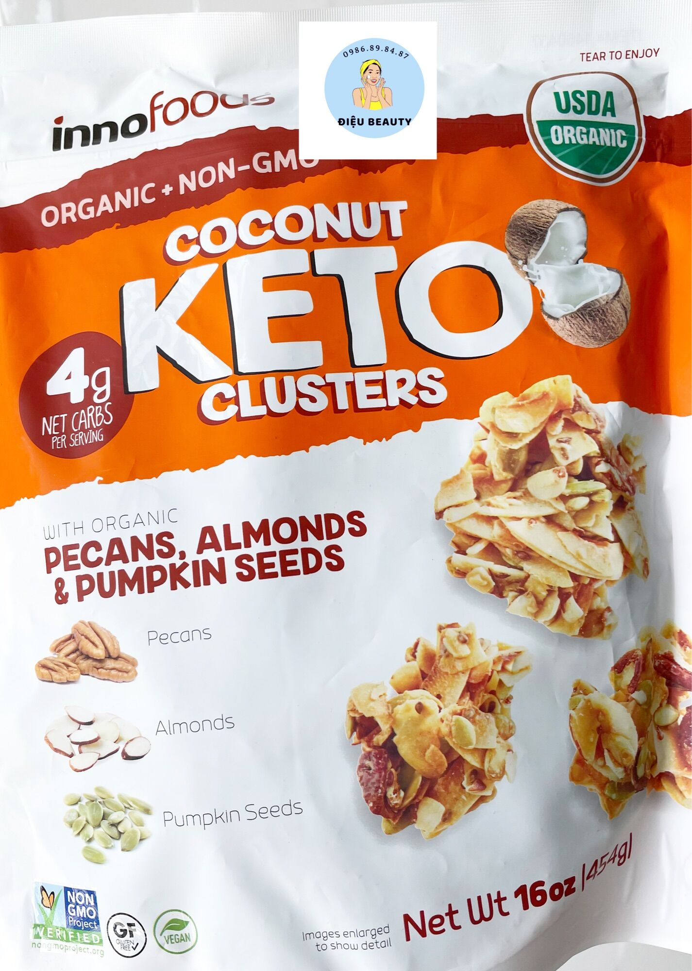 ⭐️coconut keto - dừa sấy bọc hạt hữu cơ- 454g