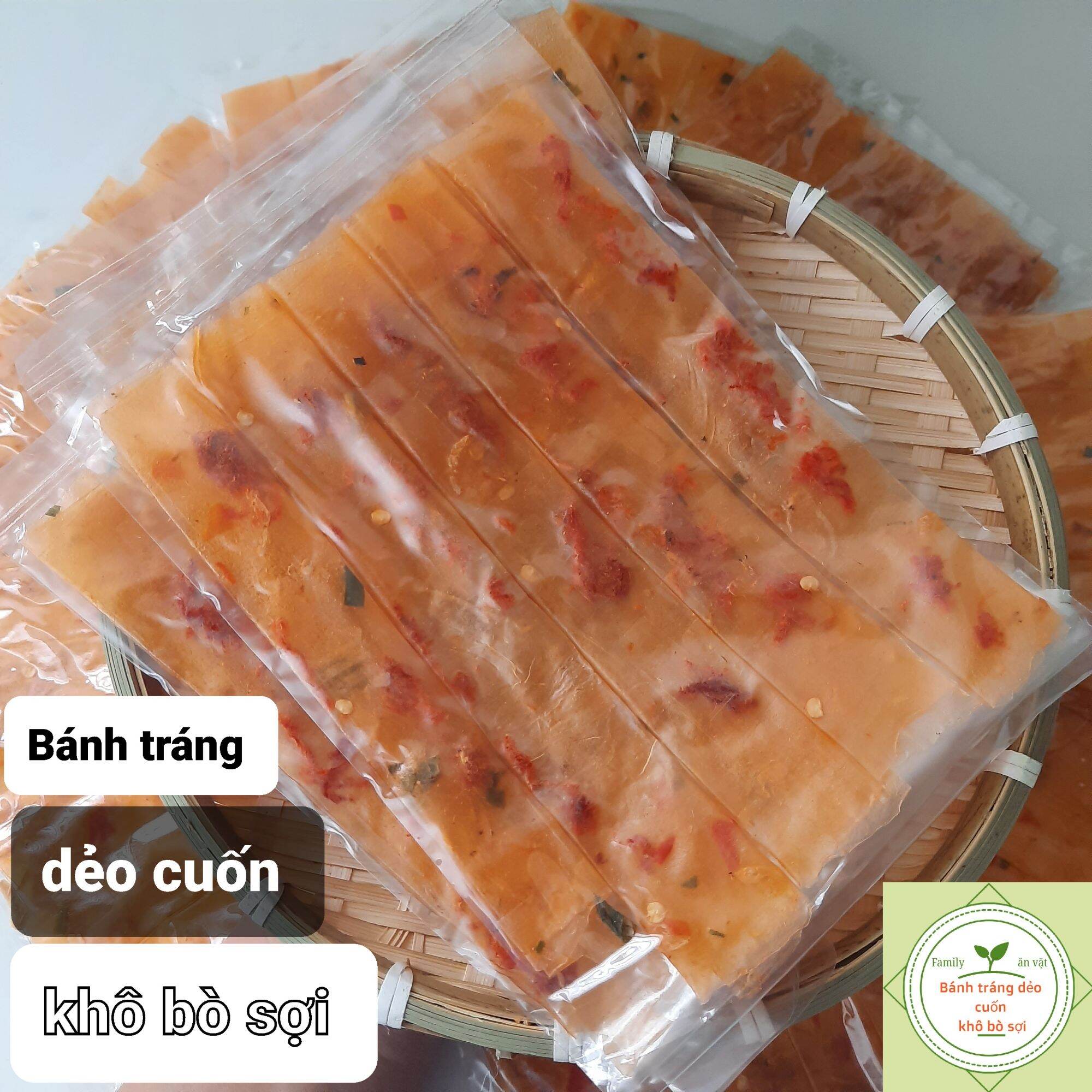 BÁNH TRÁNG DẺO ỚT CUỐN KHÔ BÒ SỢI - SET 10 Bịch