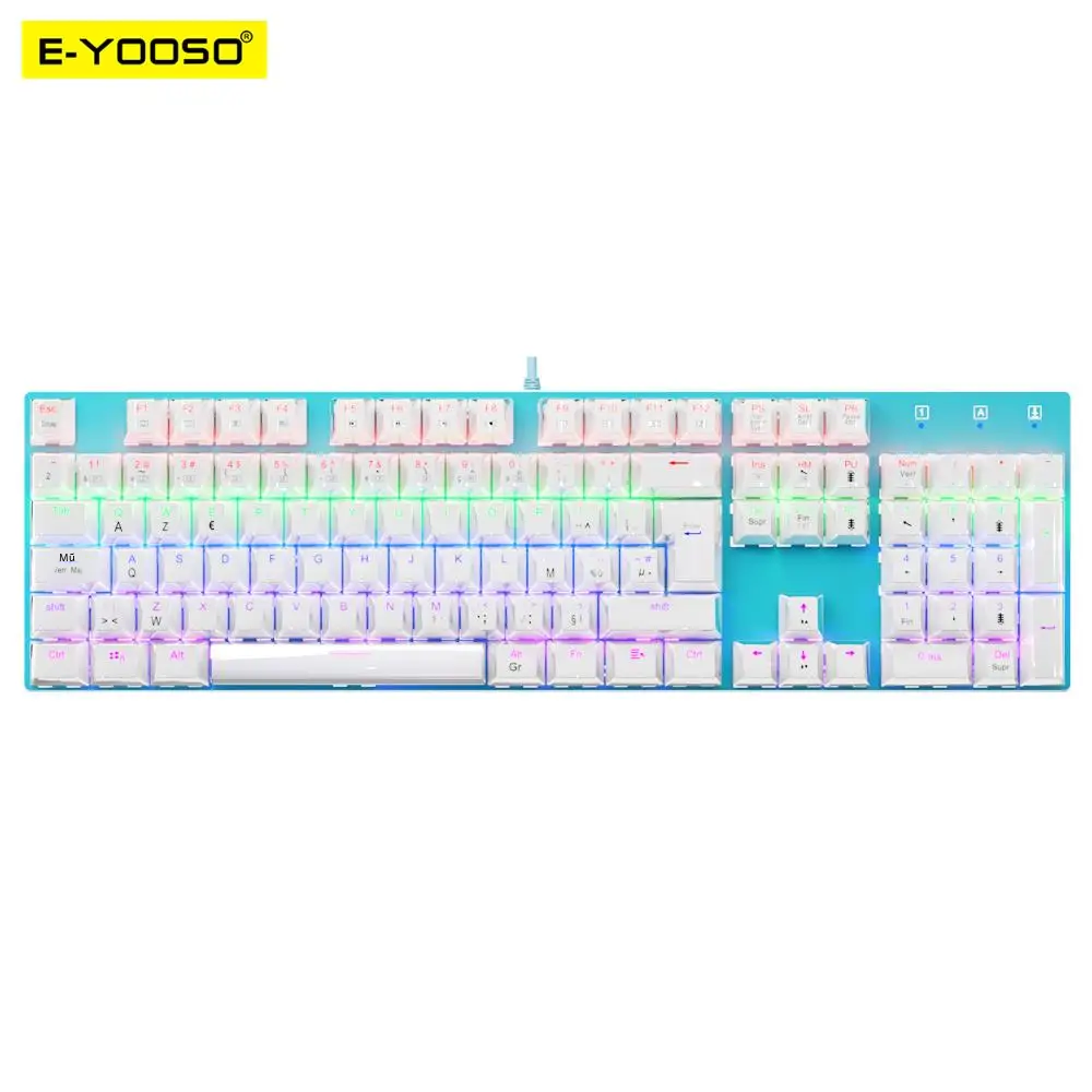 E-yooso z88 rainbow falcon usb bàn phím cơ chơi game 104 phím blue switch có dây cho máy tính laptop máy tính bảng