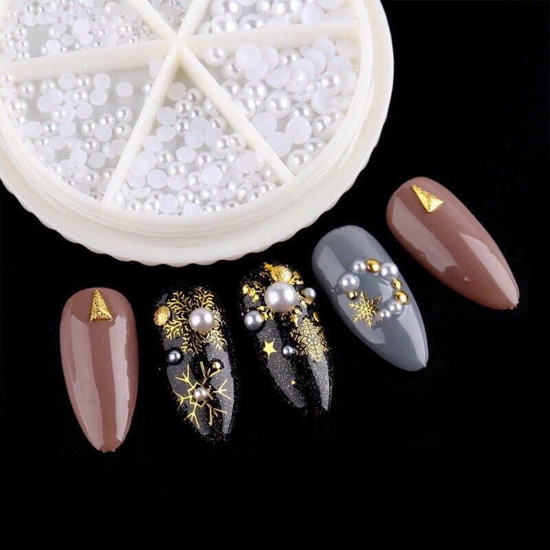[HCM]Hạt ngọc trai đá chân bằng đủ size trang trí nail