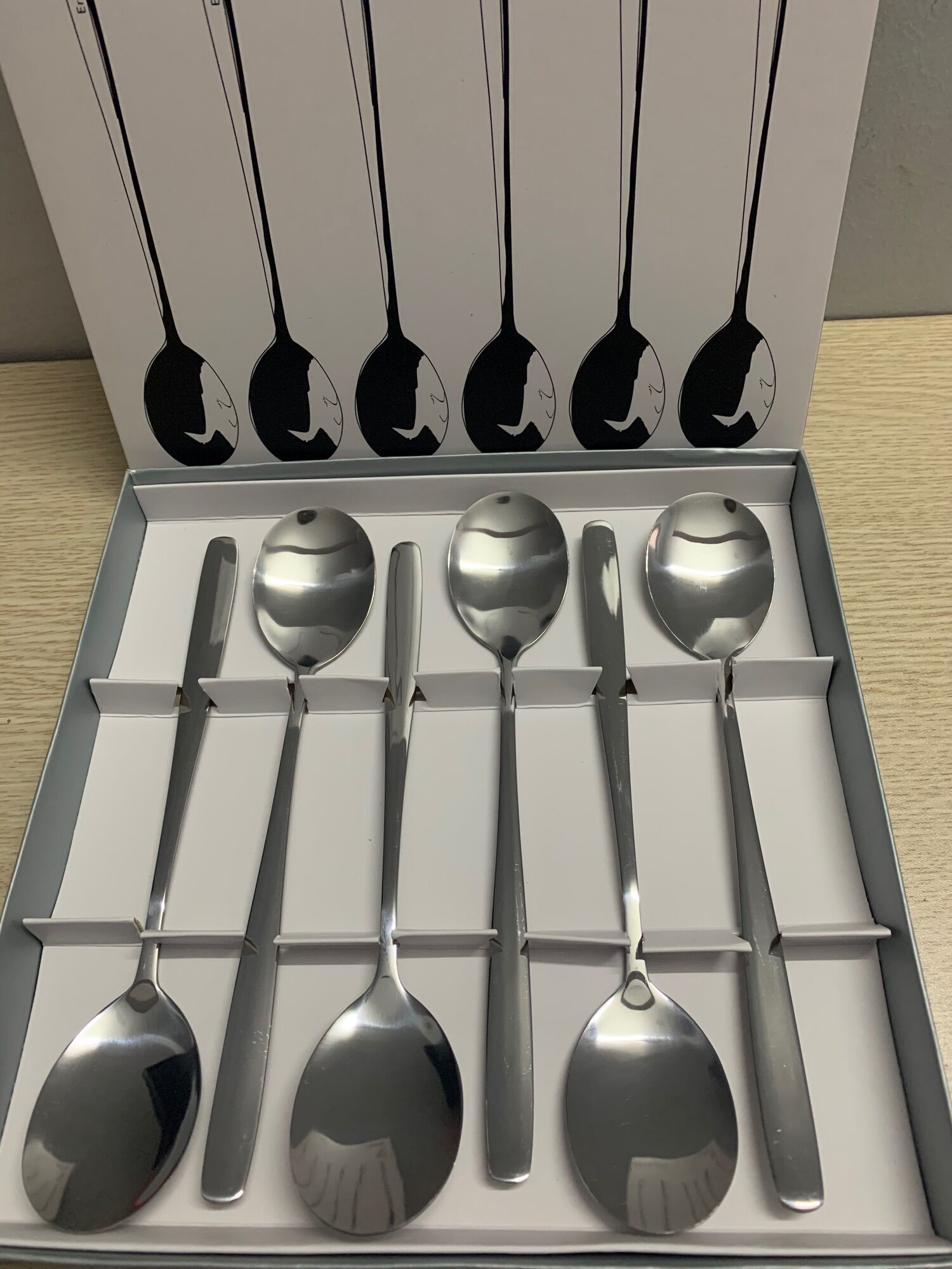 Bộ 6 muỗng inox ăn cơm cán dài - s6