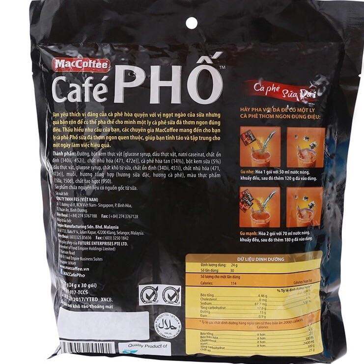 Cà Phê Phố - CÀ PHÊ SỮA ĐÁ  720 gram ( 30 gói x 24 gr)