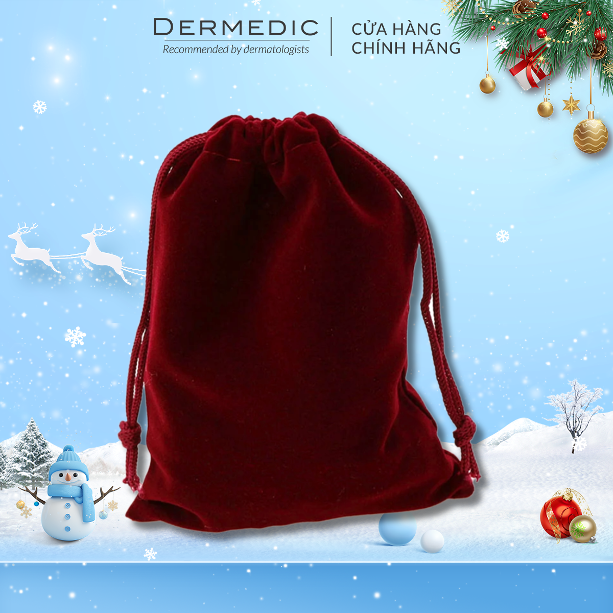 Túi vải Skinclinic Velvet Christmas Pouch - Dermedic