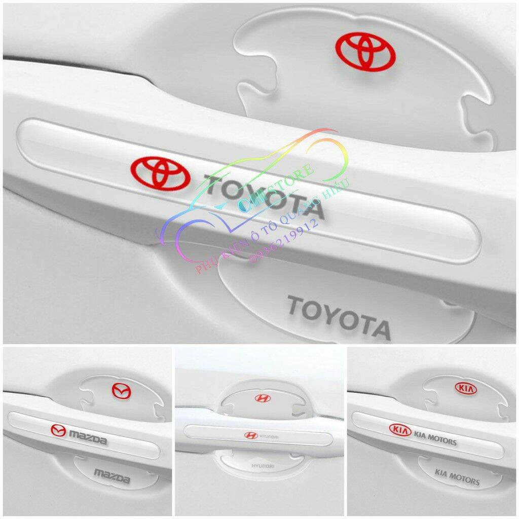 [TOYOTA] Bộ 08 miếng dán hõm cửa và tay nắm silicon trong suốt chống xước tay hõm cửa , miếng dán lõm ốp hõm cửa tay nắm xe hơi có logo các hãng xe TOYOTA