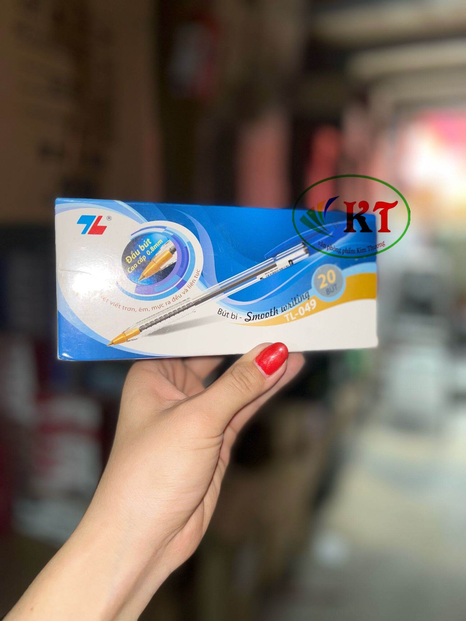 Hộp 20 cây bút bi xanh thiên long tl-049 ngòi 0.8mm giá sỉ